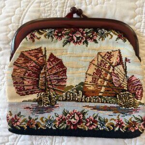 vintage tapestry clutch bag